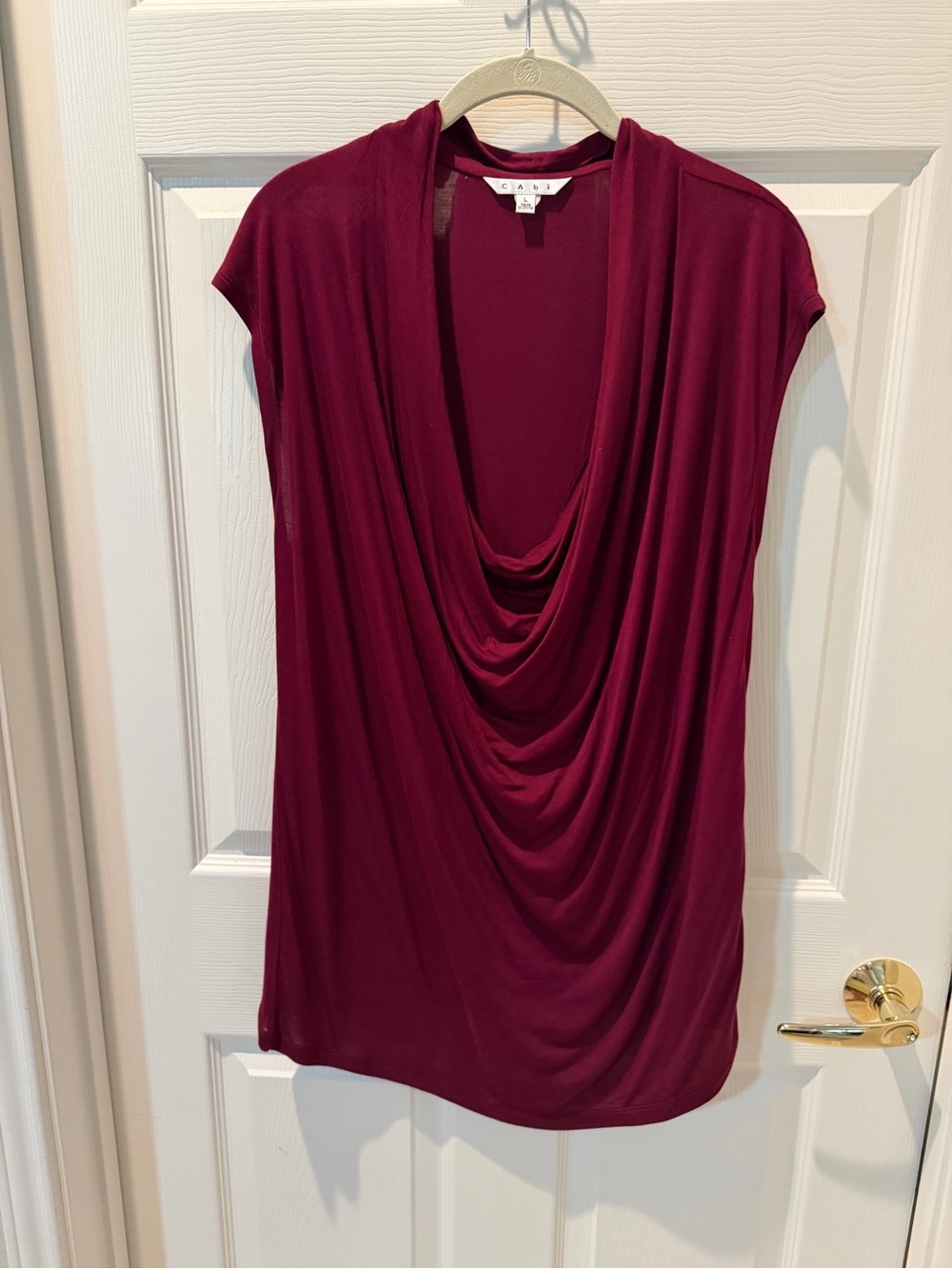CAbi Sleeveless Draped Cowl Tunic in